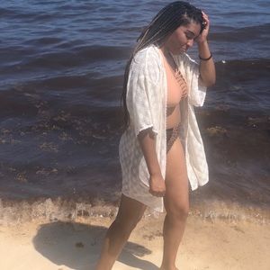 White swim suit cover up